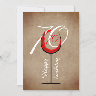 Carte Verre rouge rustique Script 70e anniversaire