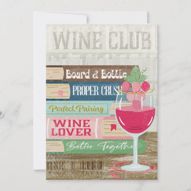 Carte Verre Vin Livre Stack Club Vin Livre Lover (Devant)