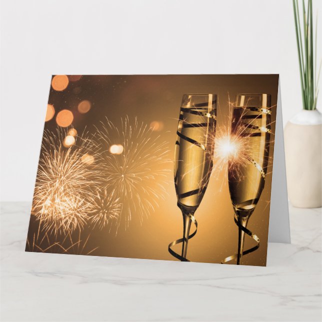 Carte Verres Champagne au ruban d'or (Devant)