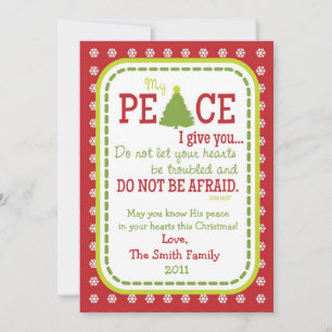 Carte Verse de l'écriture à 2 faces de Noël PEACE