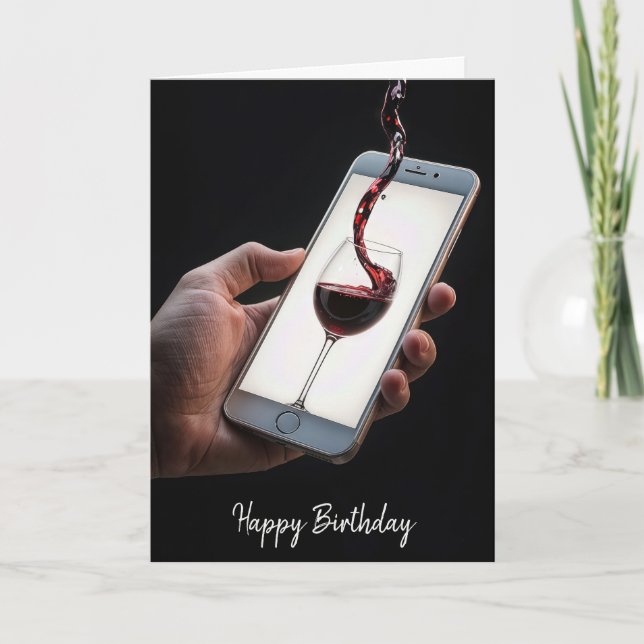 Carte Verser Le Vin Dans Le Verre Anniversaire (Devant)