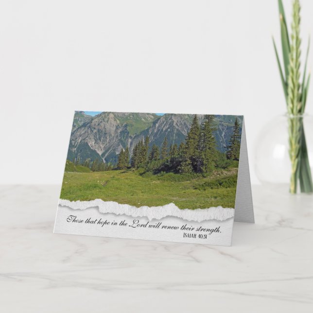 Carte Verset biblique avec scène des Alpes autrichiennes (Devant)