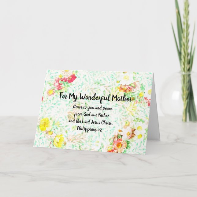 Carte Verset biblique floral pour la fête des mères Phil (Devant)