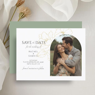 Carte Vert sage Boho Floral Wedding Enregistrer la dat