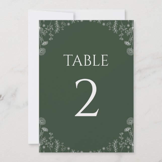 Carte Vert sage | Mariage botanique Fleur sauvage tiré (Devant)