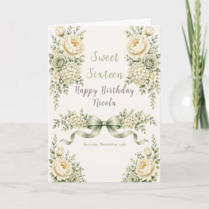 Carte Vert Sauge et Ivoire Sweet Sixteen