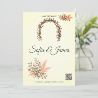 Carte Vert sauge terrasse Pampas Arch Save The Date 