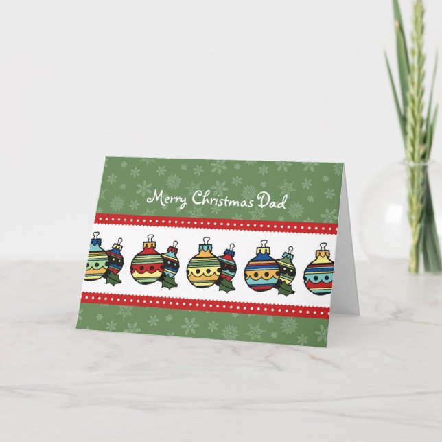 Carte verte de Joyeux Noël de papa de décorations (Devant)