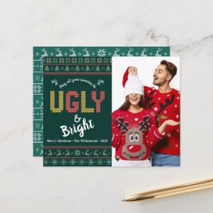 Carte verte de Noël moche de la photo budget