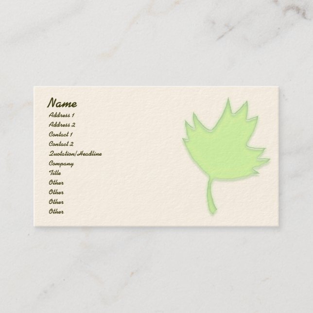 Carte verte de profil de feuille d'érable (Devant)