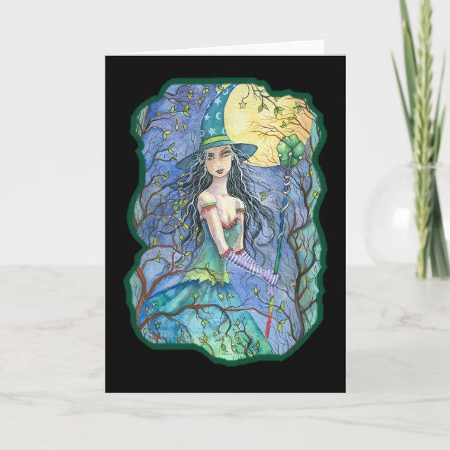 Carte verte de sorcière de Halloween par (Devant)
