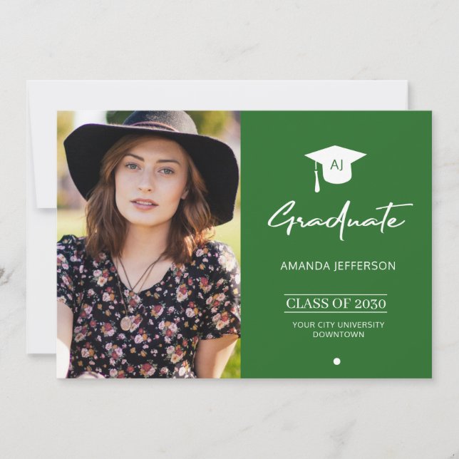 Carte verte faire-part de remise des diplômes (Devant)