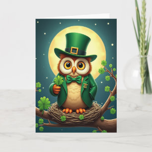 Carte verte festive Lucky Owl