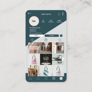 Carte verte foncée Instagram Carte de visite QR Co