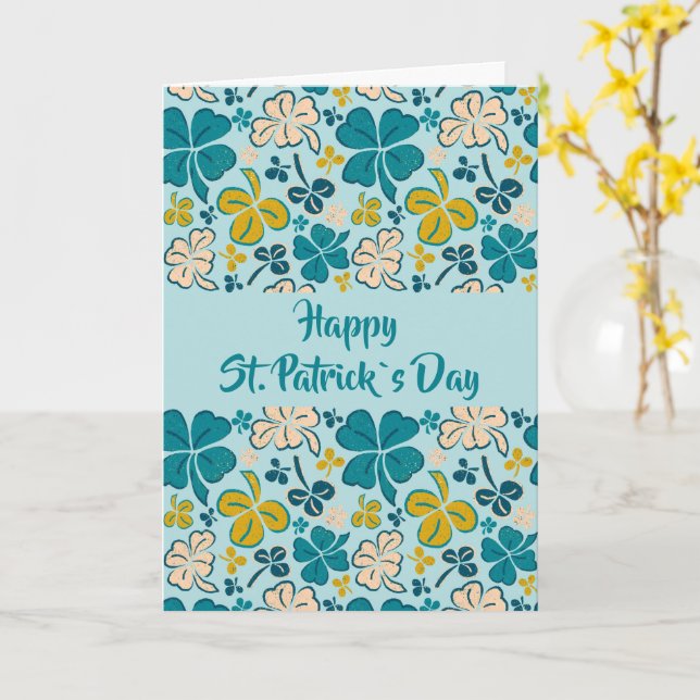 Carte Verte Shamrock  Motif Saint Patrick`s Day Ca (Fleur jaune)