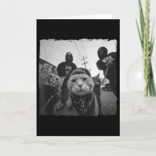 Carte Vêtements de rue Gangster Cats Motif de chat cool 