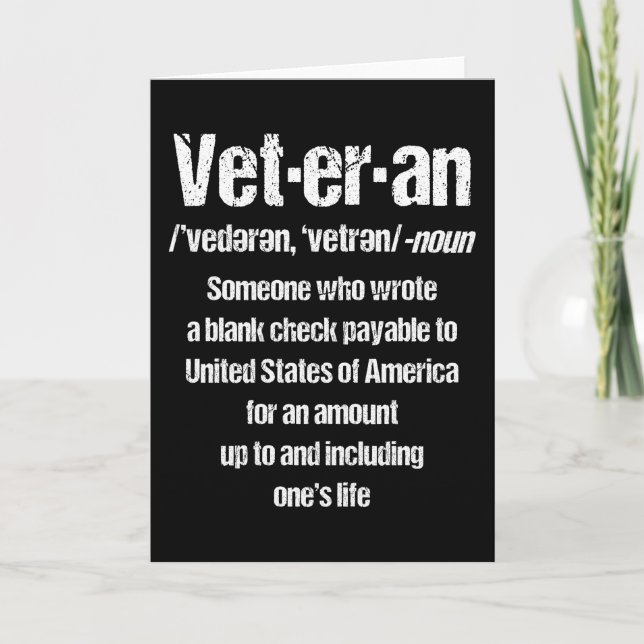 Carte VÉTÉRAN DRÔLE Cadeau de vétéran américain Fête des (Devant)