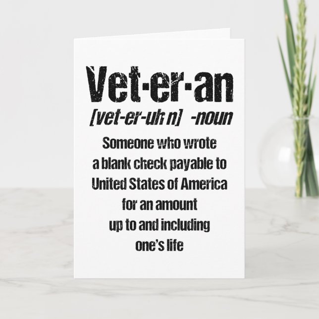 Carte VÉTÉRAN DRÔLE Cadeau de vétéran américain Jour des (Devant)