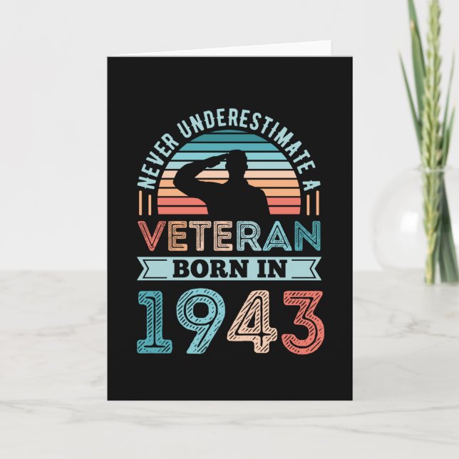 Carte Vétéran né en 1943 80e anniversaire Cadeau militai (Devant)