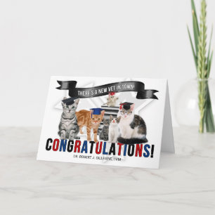Carte Vétérinaire Chats humoristiques diplômés en Casque