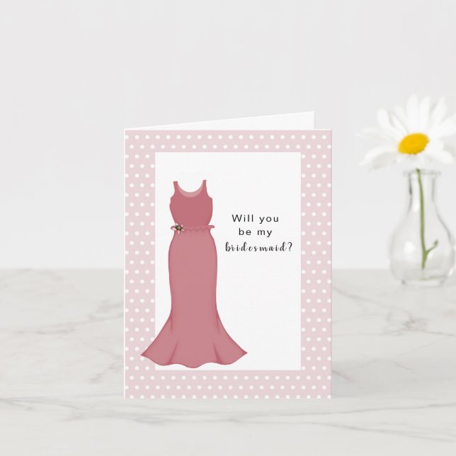 Carte Veux-tu être ma demoiselle d'honneur? Robe rose (Petite plante)