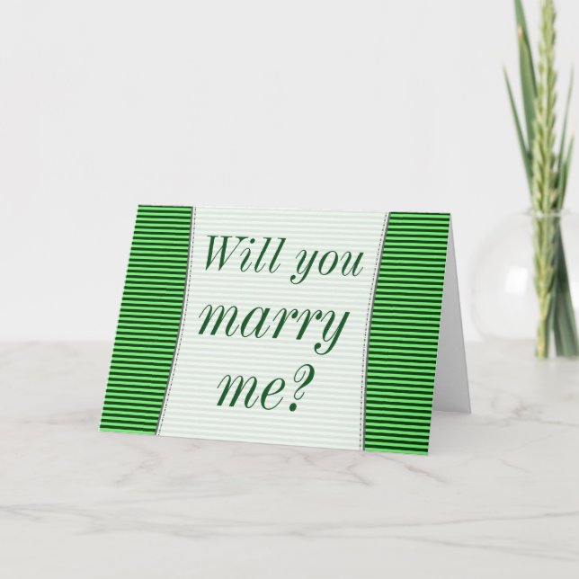 Carte "Veux-tu m'épouser ?" + Green Stripes (Devant)
