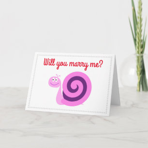 Carte "Veux-tu m'épouser ?" + Joyeux escargot rose et vi