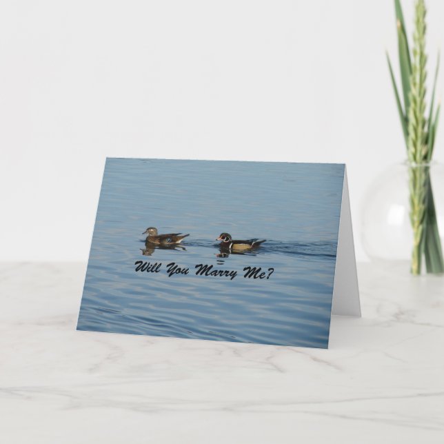 Carte Veux-Tu M'Épouser ? Paire de canard à bois (Devant)