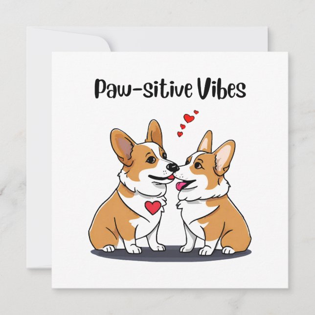 Carte Vibes Corgis en amour (Devant)