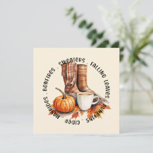 Carte Vibes D'Automne Cosy - Bottes, Épices Citrouilles,