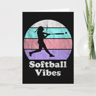 Carte Vibes de softball Rétro Vintage Filles ou Femmes à