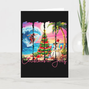 Carte Vibes d'été Noël en juillet Santa Surfant Voyage d