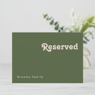 Carte Vibes rétro simples   Olive Green Reservation Sign