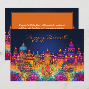 Carte Vibrant Happy Diwali avec texte personnalisé