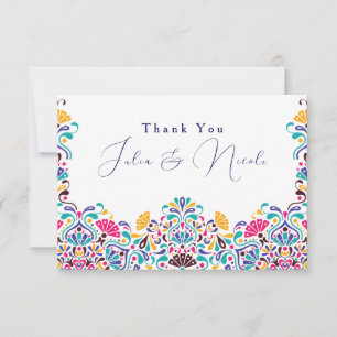 Carte Vibrant mexicaine Fiesta Style Mariage arc-en-ciel