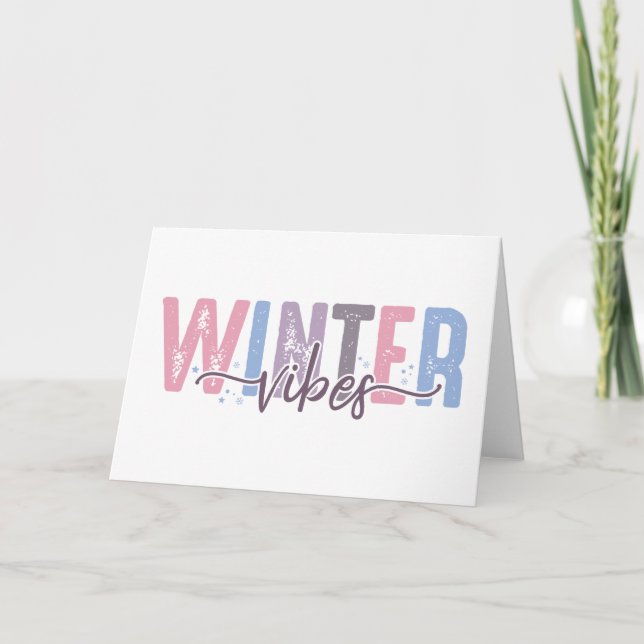 Carte Vibrations d'hiver - Typographie pastel douce (Devant)