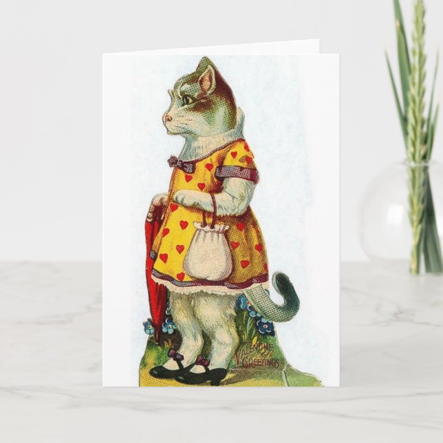 Carte Victorian Cat Valentine's Day Card (Devant)