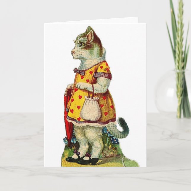 Carte Victorian Cat Valentine's Day Card (Devant)
