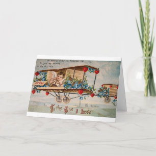 Carte Victorian Cherub Avion Valentine's Day Card