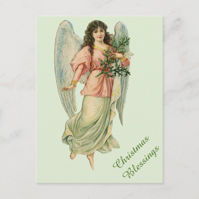 Carte Victorian Christmas Angel Bénédiction Vintag (Devant)