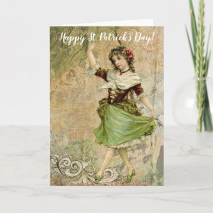 Carte Victorian Dancing Girl in Green St. Patrick's Day