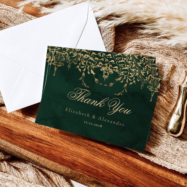 Carte Victorian Emerald Gold Royal mariage merci (Créateur téléchargé)