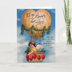 Carte Victorian Hot Air Balloon Valentine's Day