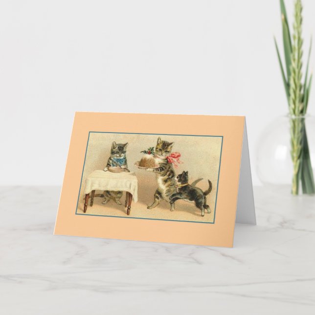 Carte Victorian Kittens Holiday Dessert (Devant)