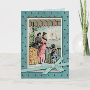 Carte Victorian Ladies & Girl by the Sea