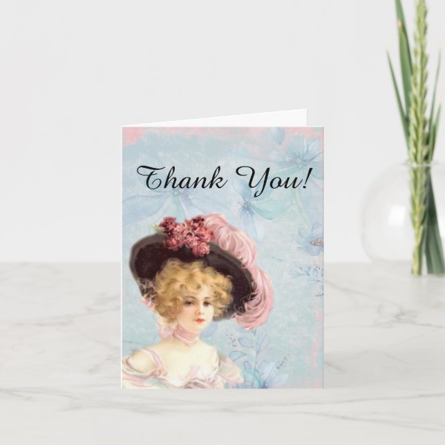Carte Victorian Lady in Feathered Casquette Note Card (Devant)