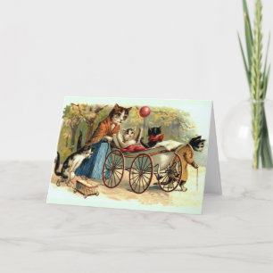 Carte Victorian Mother Cat et Family