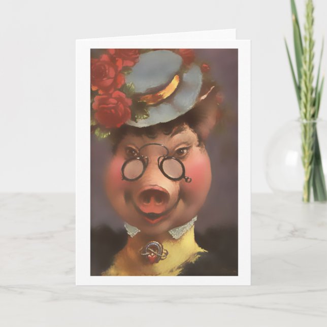 Carte Victorian Pig Lady Card (Devant)