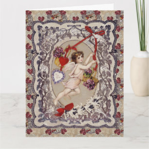 Carte Victorian Valentine Ange Cœur Rouge  