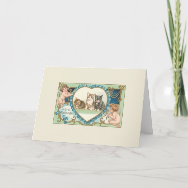 Carte victorienne Chat et Cherub (Devant)